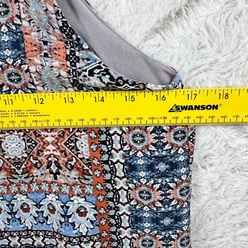Lulus Dress Mini Womens Medium Blue Orange Tile Patchwork Boho Sleeveless - Picture 10 of 11